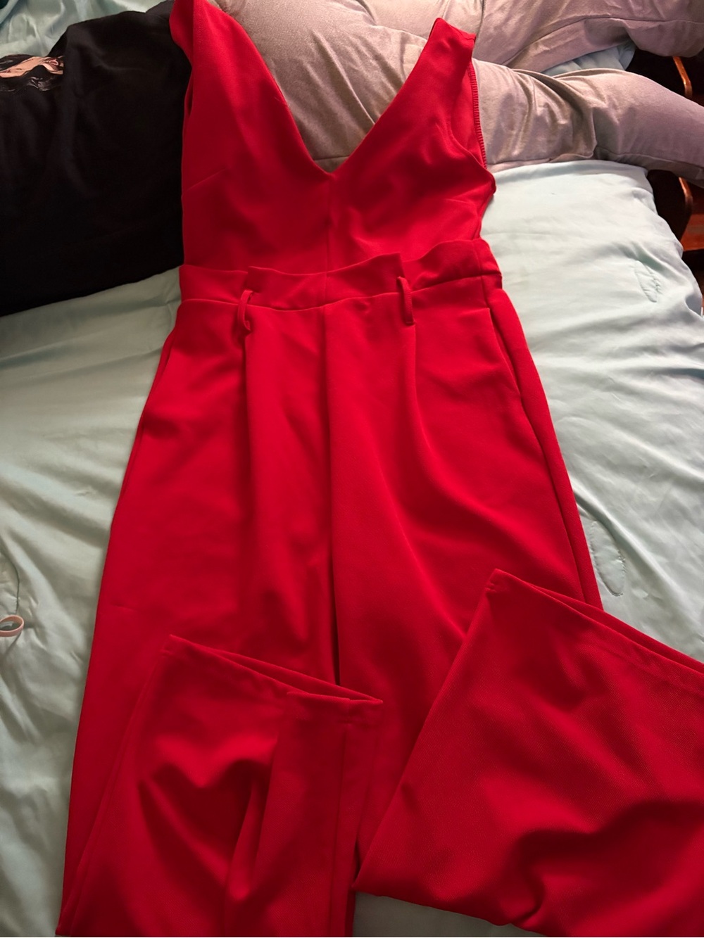 Anthropologie Red Sleeveless Wide Leg Jumpsuit Size S - V-Neck